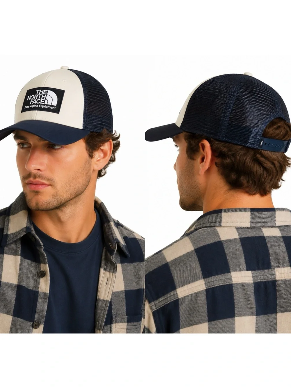The North Face Navy Blue and Ivory Trucker Hat